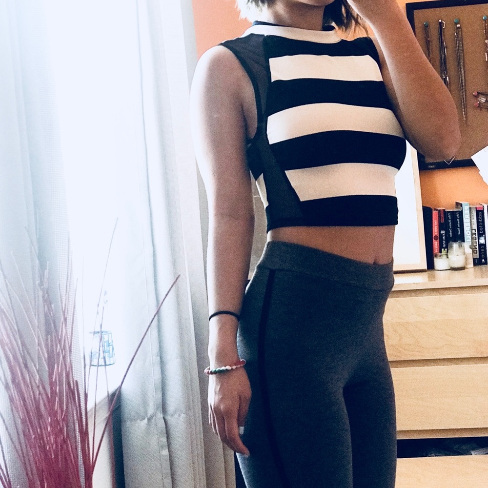 Black/white striped going out crop top